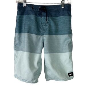 O'Neill Hybrid Shorts Men's 28 Blue Ombre Lace Up Front Back Pocket Inseam 9.25"
